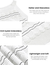 ZAFUL Womens Summer Halter Tops Striped Y2K Sleeveless Racerback Slim Fitted Stretchy Knit Cami Tank Tops - 7DAY'S