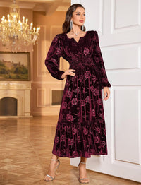 ZAFUL Womens Velvet Dresses Long Sleeve Cocktail Party Wedding Guest Dress - 7DAY'S
