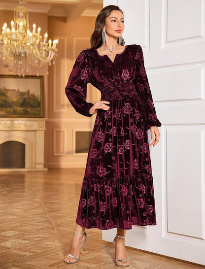 ZAFUL Womens Velvet Dresses Long Sleeve Cocktail Party Wedding Guest Dress - 7DAY'S