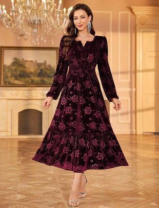 ZAFUL Womens Velvet Dresses Long Sleeve Cocktail Party Wedding Guest Dress - 7DAY'S
