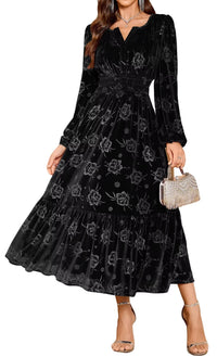 ZAFUL Womens Velvet Dresses Long Sleeve Cocktail Party Wedding Guest Dress - 7DAY'S