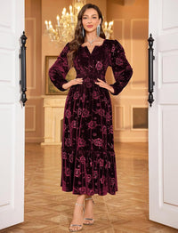 ZAFUL Womens Velvet Dresses Long Sleeve Cocktail Party Wedding Guest Dress - 7DAY'S