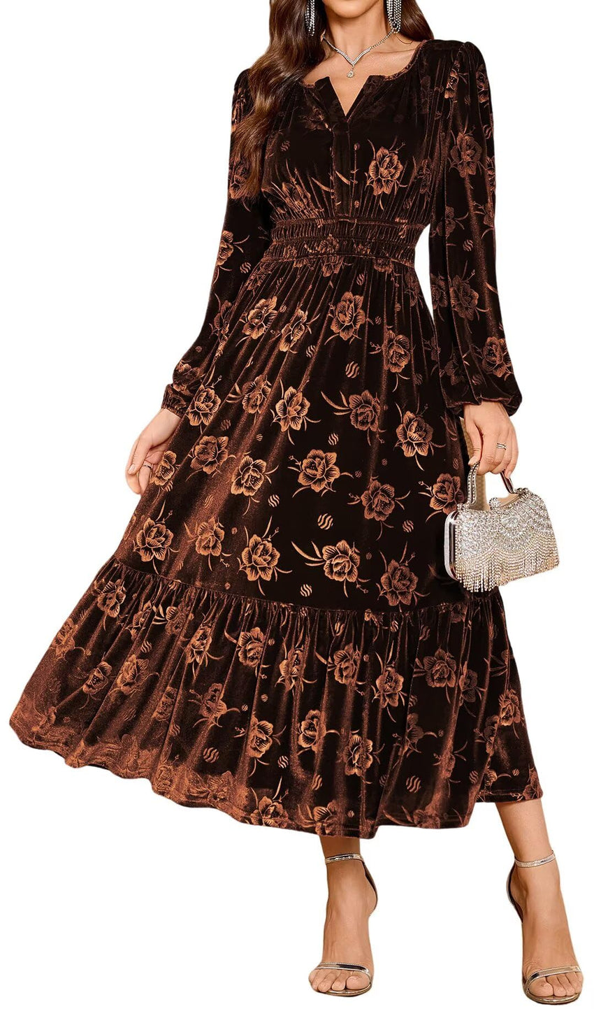 ZAFUL Womens Velvet Dresses Long Sleeve Cocktail Party Wedding Guest Dress - 7DAY'S
