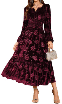 ZAFUL Womens Velvet Dresses Long Sleeve Cocktail Party Wedding Guest Dress - 7DAY'S