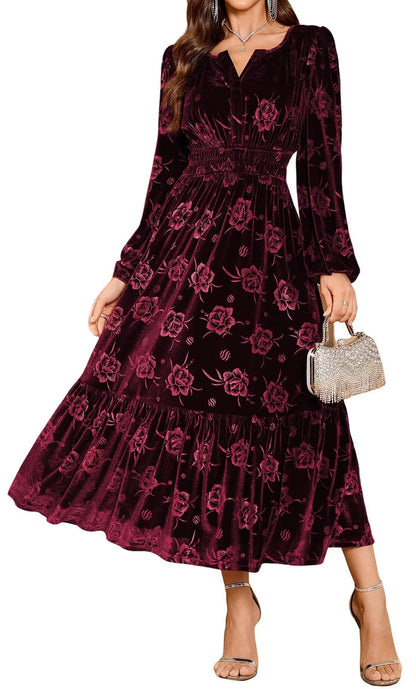 ZAFUL Womens Velvet Dresses Long Sleeve Cocktail Party Wedding Guest Dress - 7DAY'S