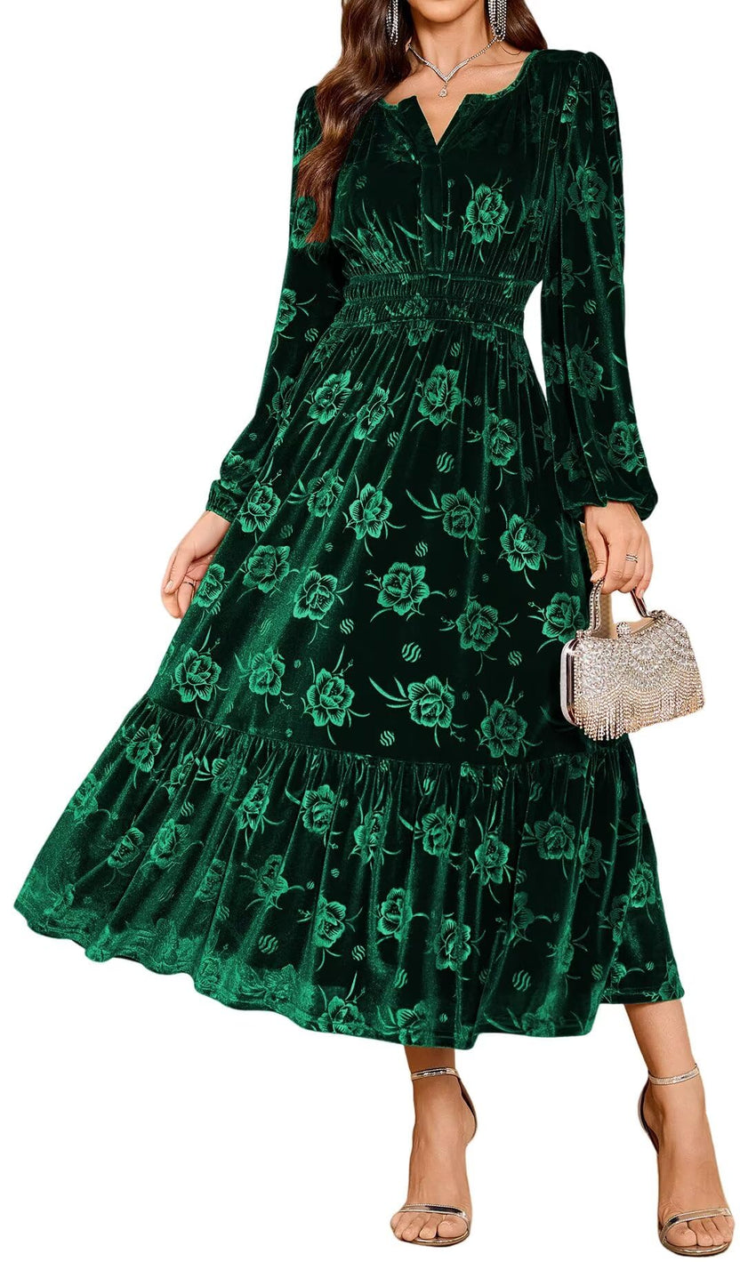 ZAFUL Womens Velvet Dresses Long Sleeve Cocktail Party Wedding Guest Dress - 7DAY'S