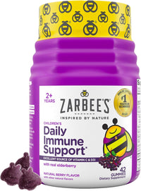 Zarbee’s Kids Elderberry Immune Support* Gummies, Daily Vitamins A C D3 E & Zinc, Real Elderberry Extract, Gelatin & Gluten Free, No Artificial Flavors, Natural Berry Flavor, Ages 2+, 42 Ct Bottle - 7DAY'S