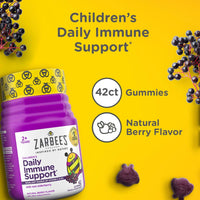 Zarbee’s Kids Elderberry Immune Support* Gummies, Daily Vitamins A C D3 E & Zinc, Real Elderberry Extract, Gelatin & Gluten Free, No Artificial Flavors, Natural Berry Flavor, Ages 2+, 42 Ct Bottle - 7DAY'S