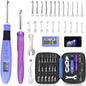 Zcvtbye 22 Size Lighted Crochet Hook Set, Counting Crochet Hook Set Digital for Stitch and Row Counter, Light up Crochet Hook Set with Case, Ergonomic Crochet Hooks with 2 Levels Led (Blue, 22 Size) - 7DAY'S