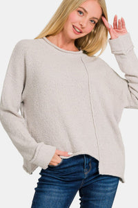 Zenana Asymmetric Hem Drop Shoulder Sweater - 7DAY'S