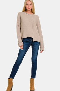 Zenana Asymmetric Hem Drop Shoulder Sweater - 7DAY'S