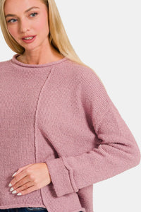 Zenana Asymmetric Hem Drop Shoulder Sweater - 7DAY'S