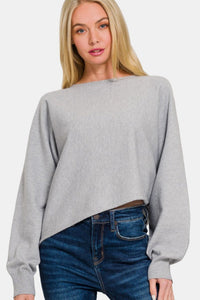 Zenana Asymmetric Hem Long Sleeve Sweater - 7DAY'S