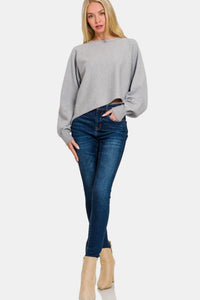 Zenana Asymmetric Hem Long Sleeve Sweater - 7DAY'S