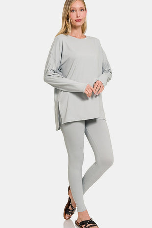 Zenana Full Size Brushed Microfiber Top and Leggings Lounge Set Loungewear for women