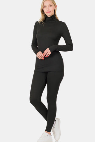 Zenana Full Size Turtleneck Top and Leggings Lounge Set Loungewear for women