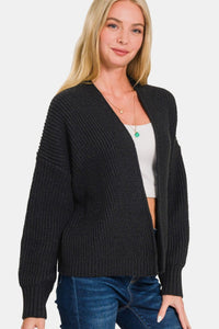 Zenana Open Front Drop Shoulder Sweater Cardigan - 7DAY'S