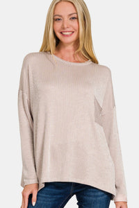 Zenana Ribbed Striped Long Sleeve T-Shirt - 7DAY'S