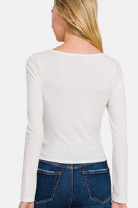 Zenana Square Neck Fitted Long Sleeve T-Shirt - 7DAY'S