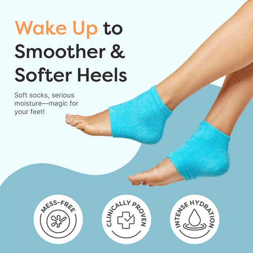 ZenToes Moisturizing Socks for Cracked Heel Treatment - Vitamin E, Olive Oil and Jojoba Oil Infused Heel Socks to Soften and Hydrate (Fuzzy Blue, Regular) - 7DAY'S
