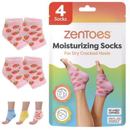 ZenToes Moisturizing Socks for Cracked Heel Treatment - Vitamin E, Olive Oil and Jojoba Oil Infused Heel Socks to Soften and Hydrate (Fuzzy Blue, Regular) - 7DAY'S