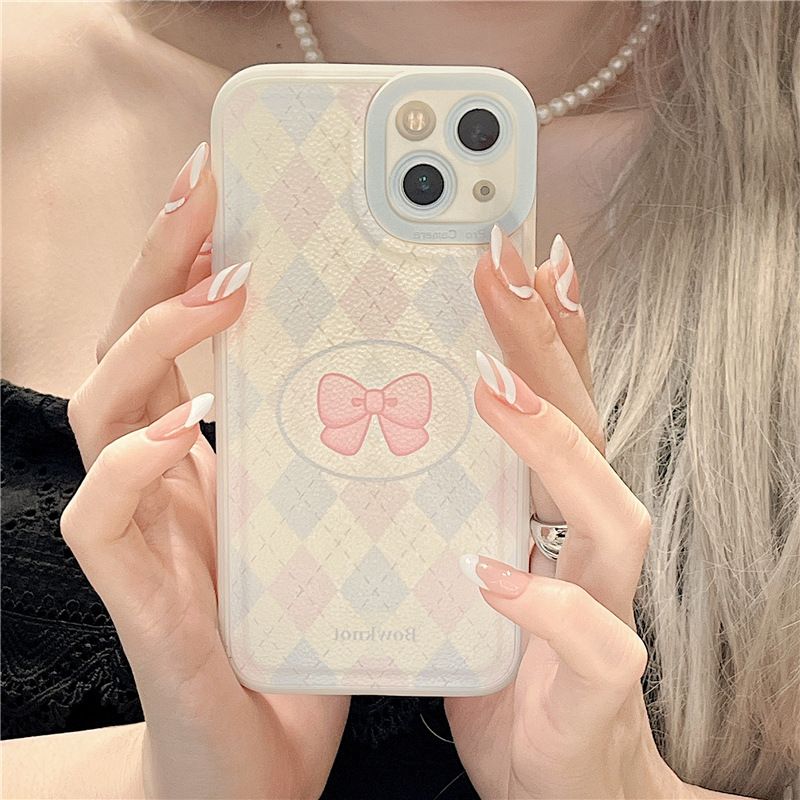 Zhitai is applicable to Apple mobile phone case 14 plain leather case; iphone13Pro Tiktok hot sale xsmax bow 78p - 7DAY'S