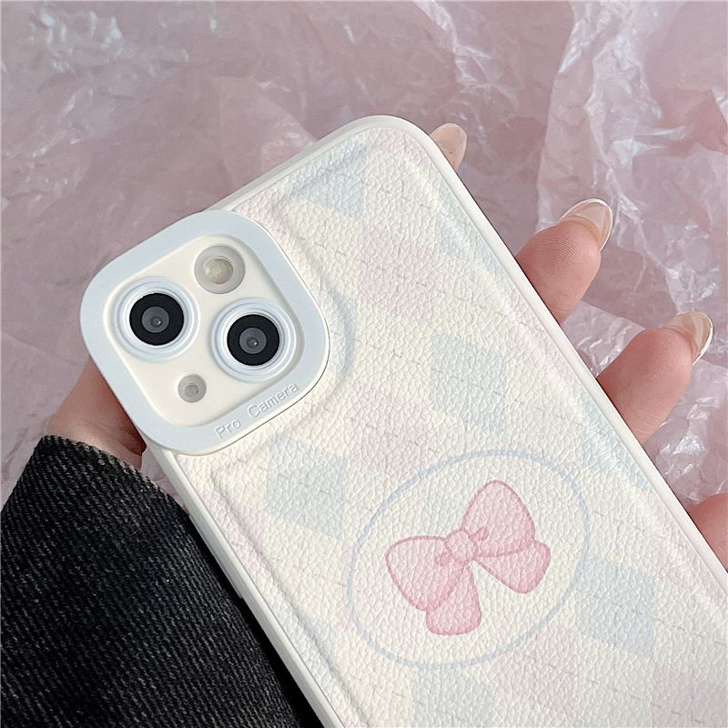 Zhitai is applicable to Apple mobile phone case 14 plain leather case; iphone13Pro Tiktok hot sale xsmax bow 78p - 7DAY'S