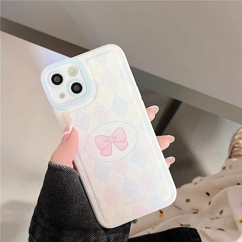 Zhitai is applicable to Apple mobile phone case 14 plain leather case; iphone13Pro Tiktok hot sale xsmax bow 78p - 7DAY'S